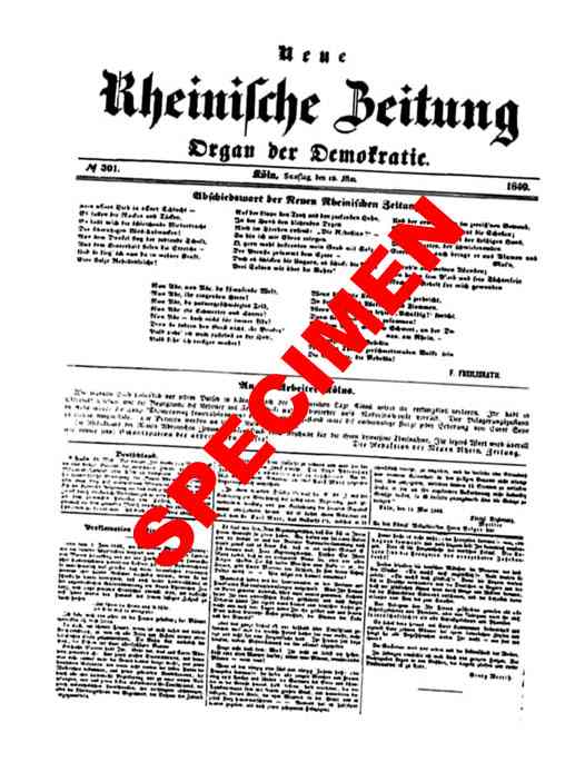 Neue rheinische Zeitung 1849 editor in chief Karl Marx